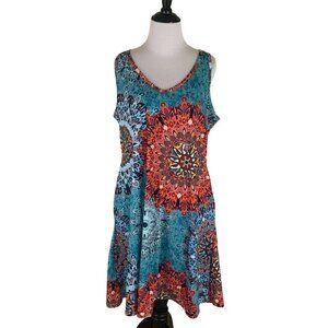 Camisa Women's L Large Sheath Mini Dress NWT Mosaic Print Sleeveless Multicolor